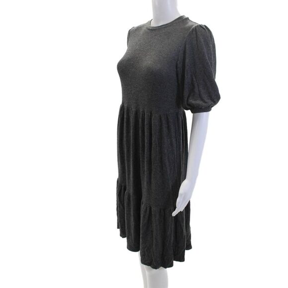 Velvet Womens Textured Short Sleeve Casual Knit A-line Dress Gray Size XS - Picture 2 of 6